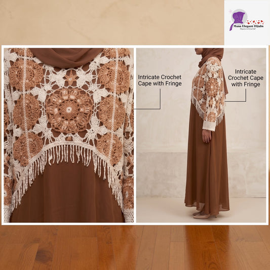 Earthy Elegance Crocheted Cape & Abaya Set
