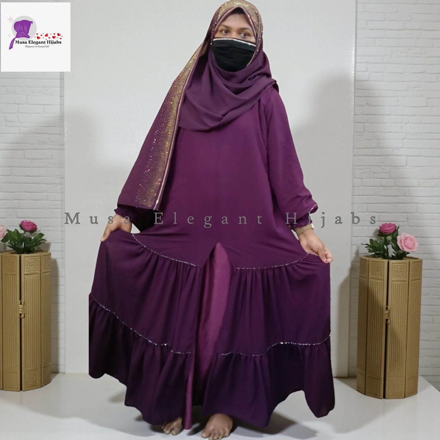 Purple Shrug Abaya