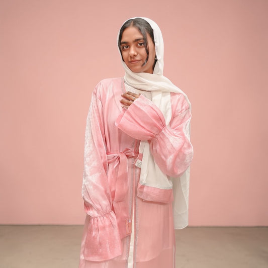 Blush Aura Organza Abaya
