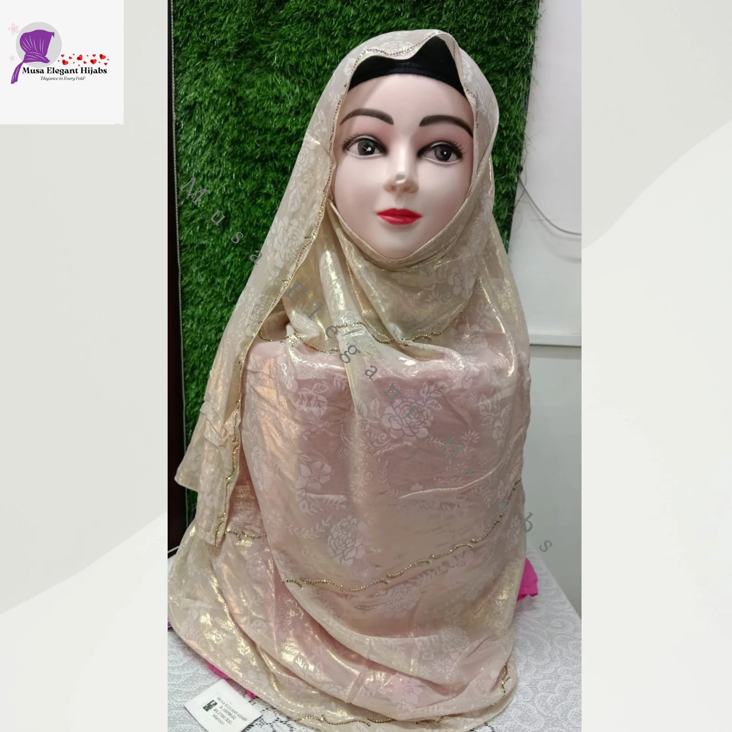 Laila Golden Shimmer Hijabs - Soft Beige