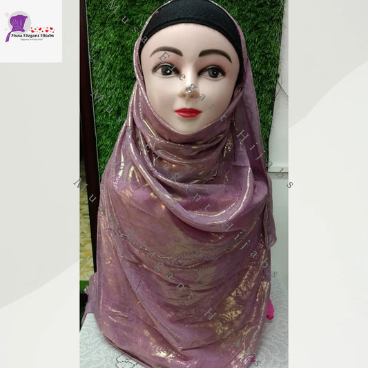 Laila Golden Shimmer Hijabs - Lavender
