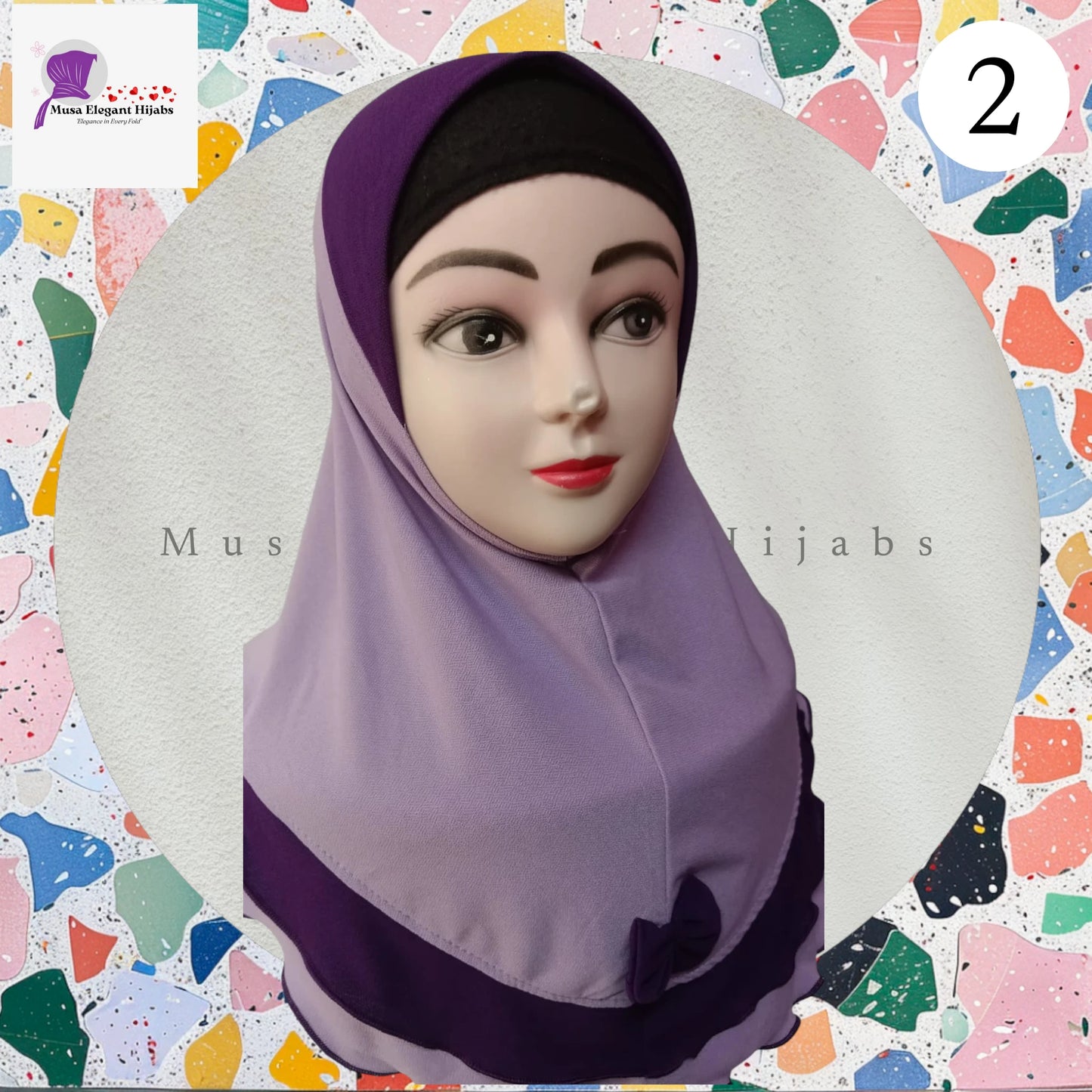 Little Noor Bow Hijabs - Light Purple