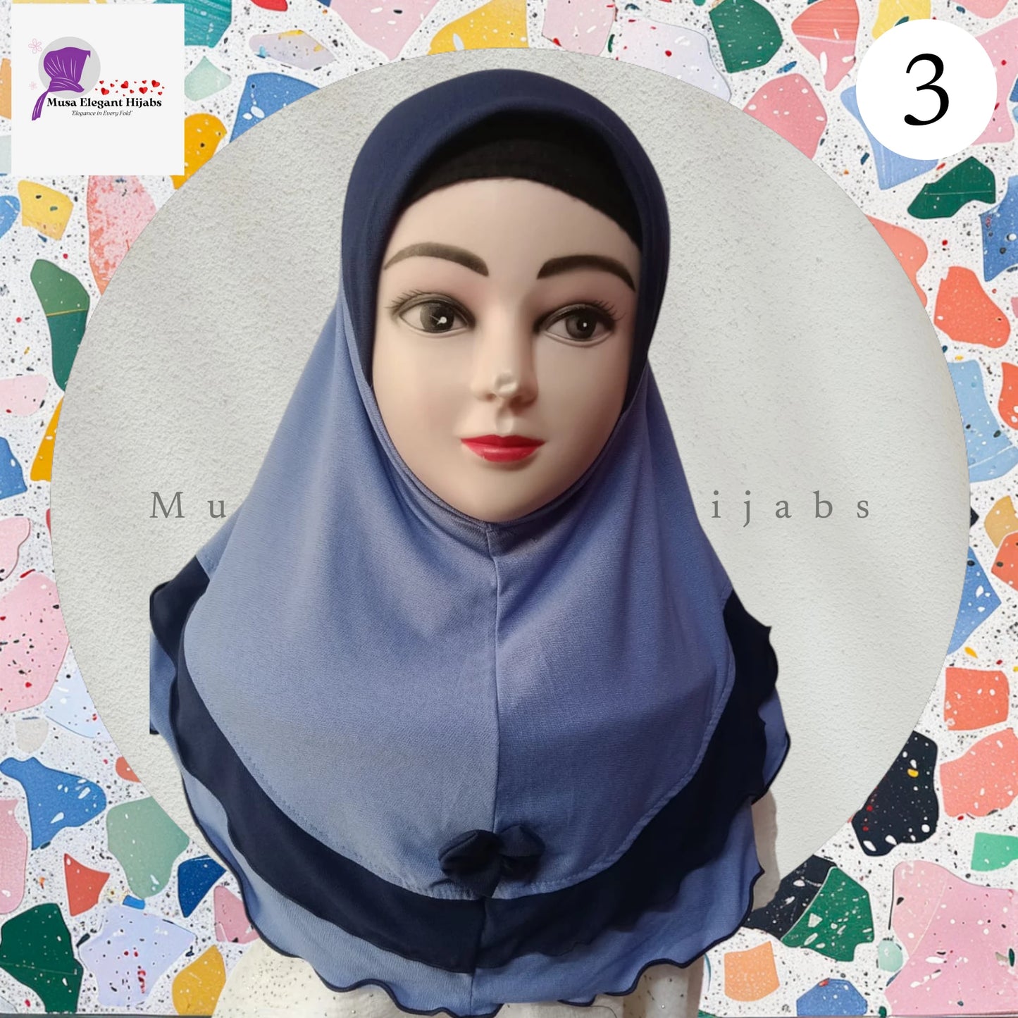 Little Noor Bow Hijabs - Pale Blue