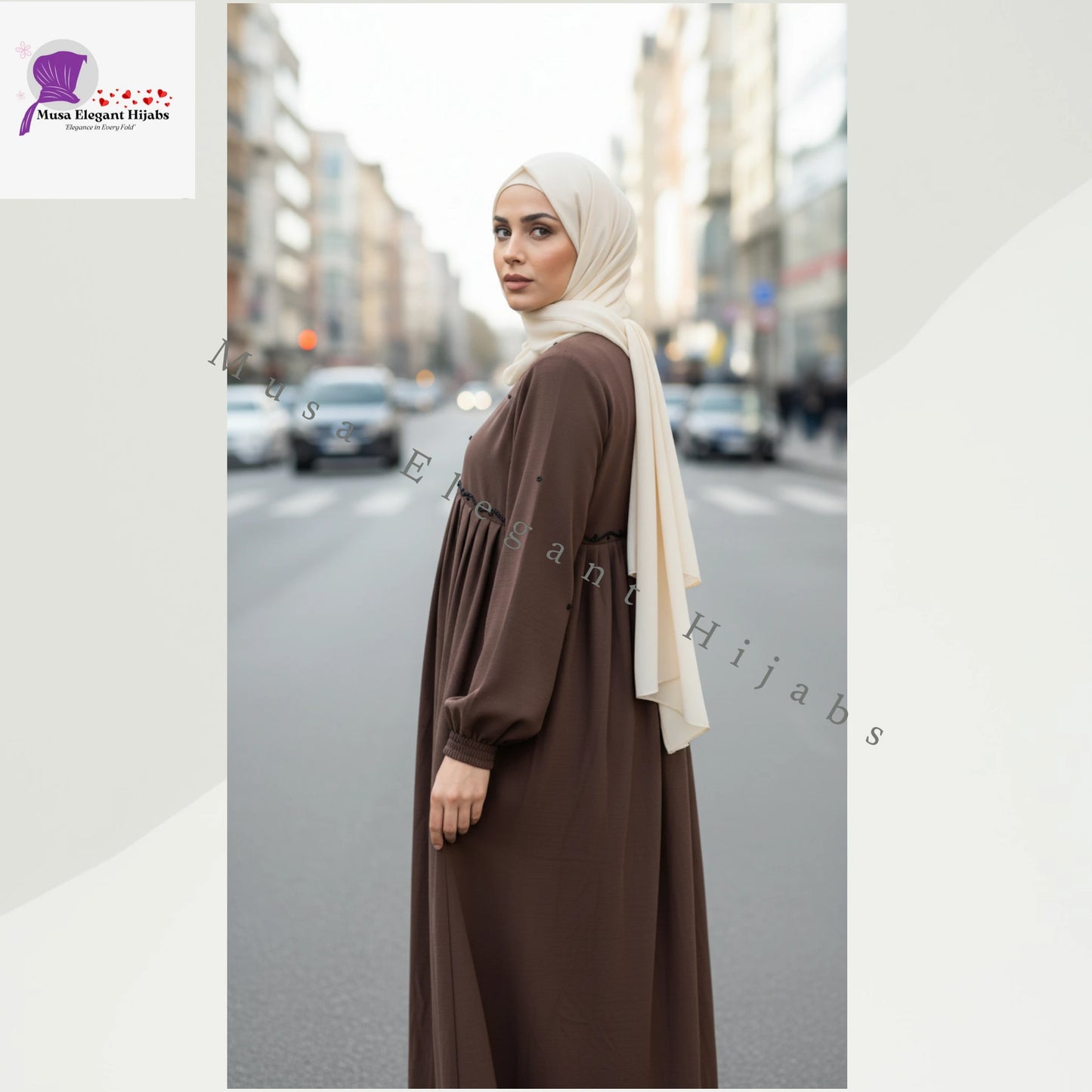 Amirah Pleated Abaya - Cocoa Mocha