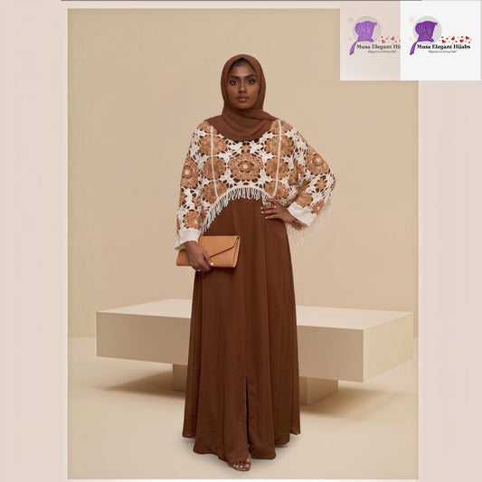 Earthy Elegance Crocheted Cape & Abaya Set