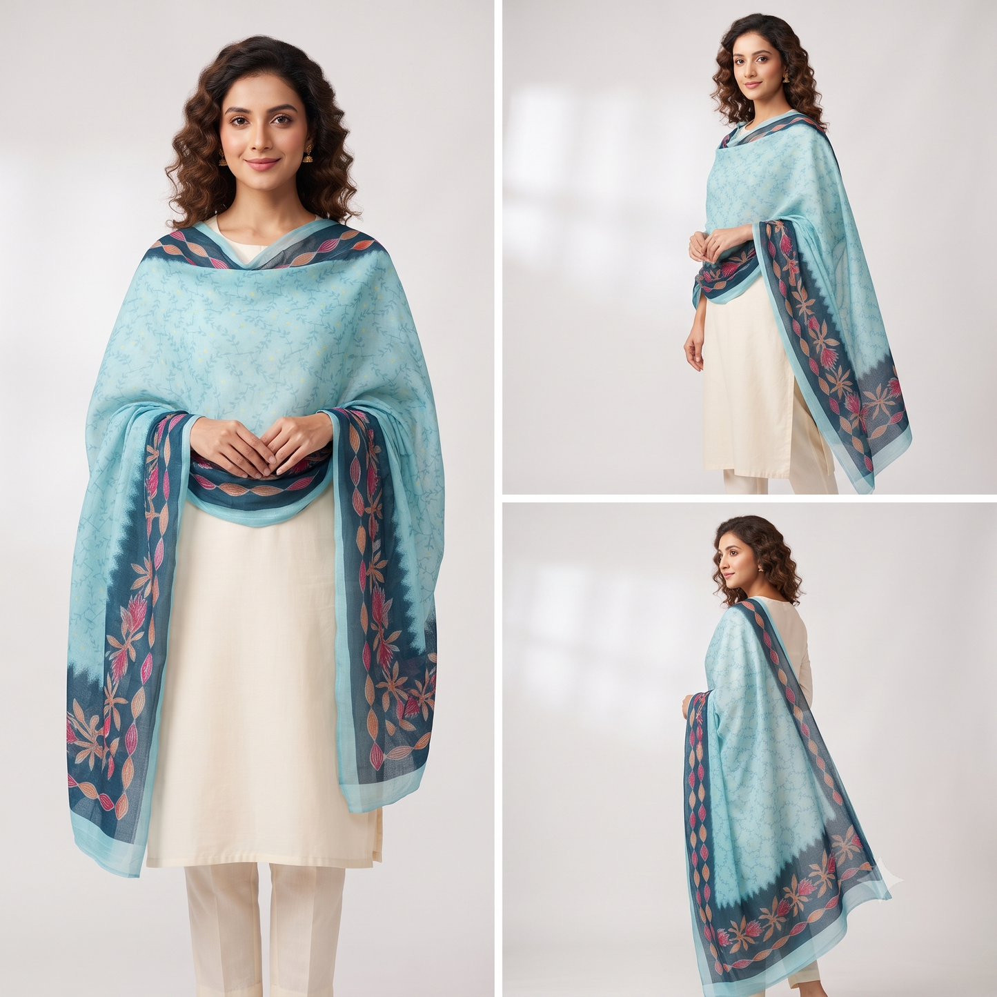 Beautiful Namaz Dupattas - Light Blue