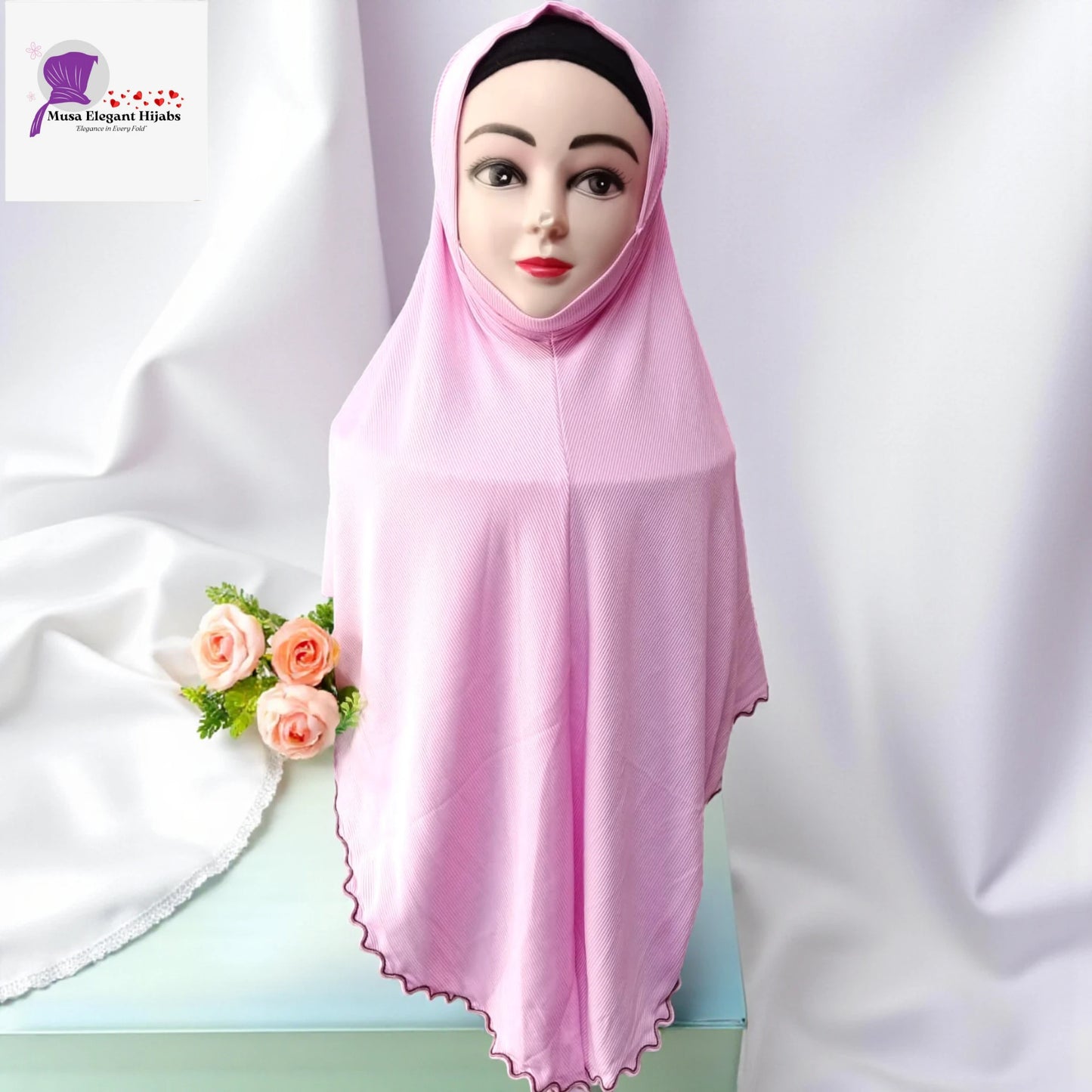 Plain Ribbed Hijabs - PINK
