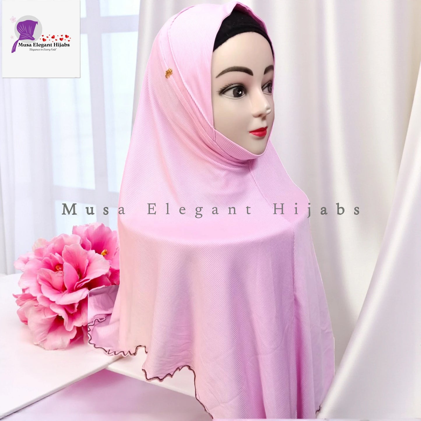 Plain Ribbed Hijabs - PINK