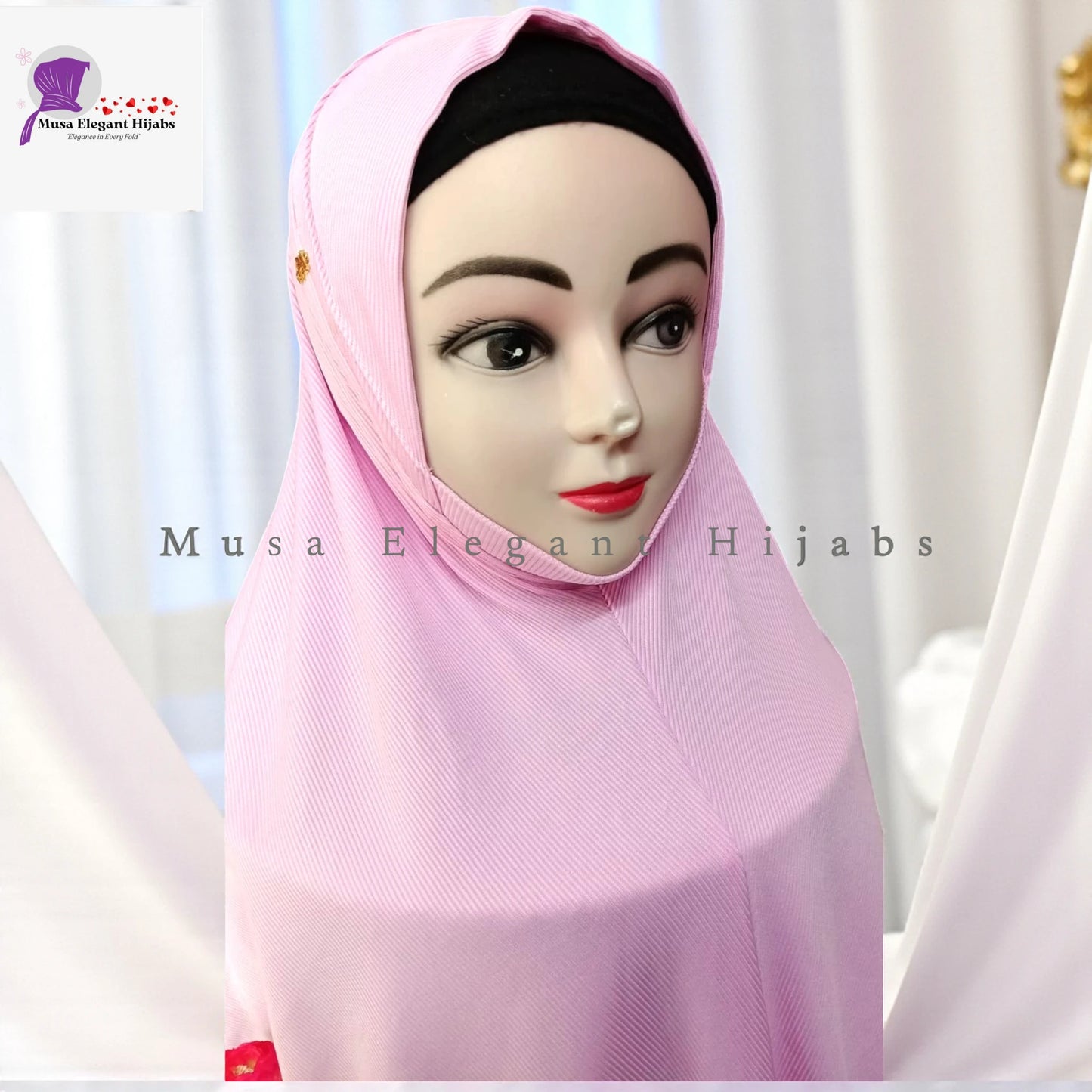Plain Ribbed Hijabs - PINK