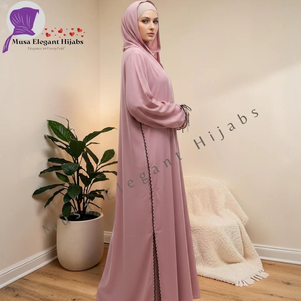 DustyRose Bow Abaya