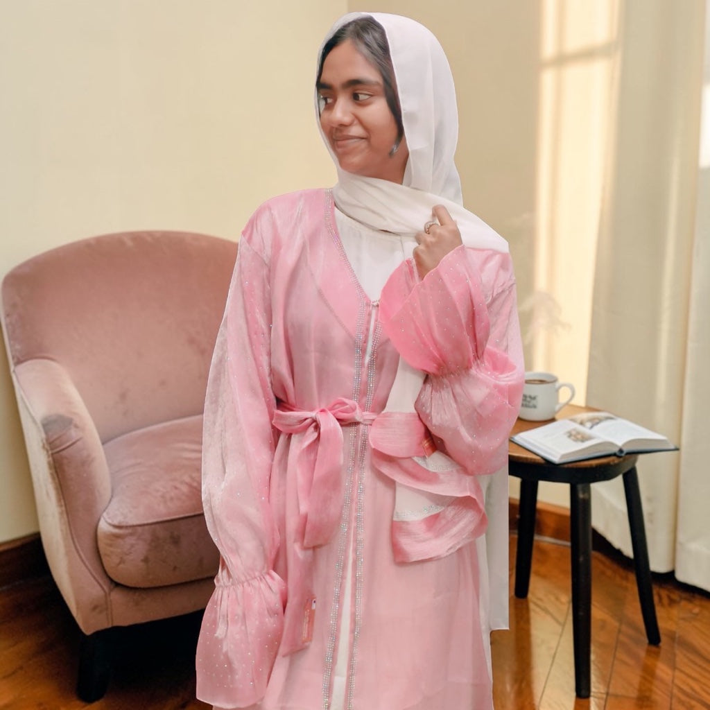 Blush Aura Organza Abaya