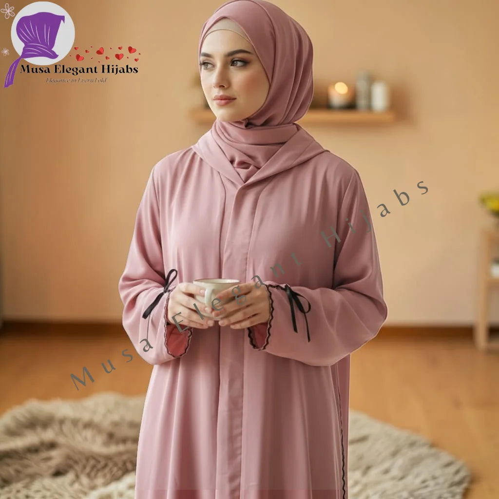 DustyRose Bow Abaya