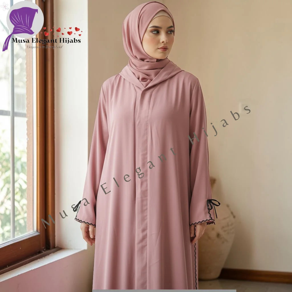 DustyRose Bow Abaya