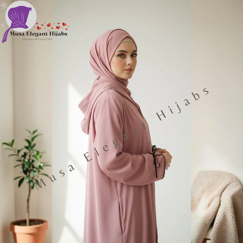 DustyRose Bow Abaya