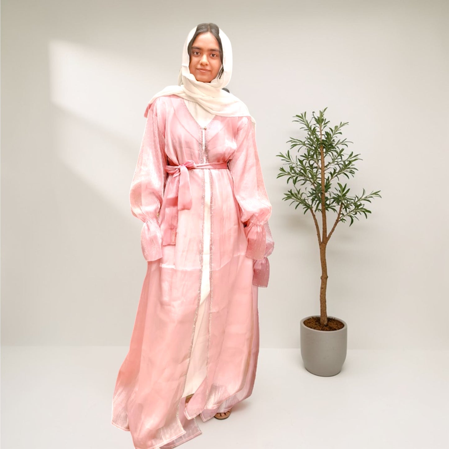 Blush Aura Organza Abaya