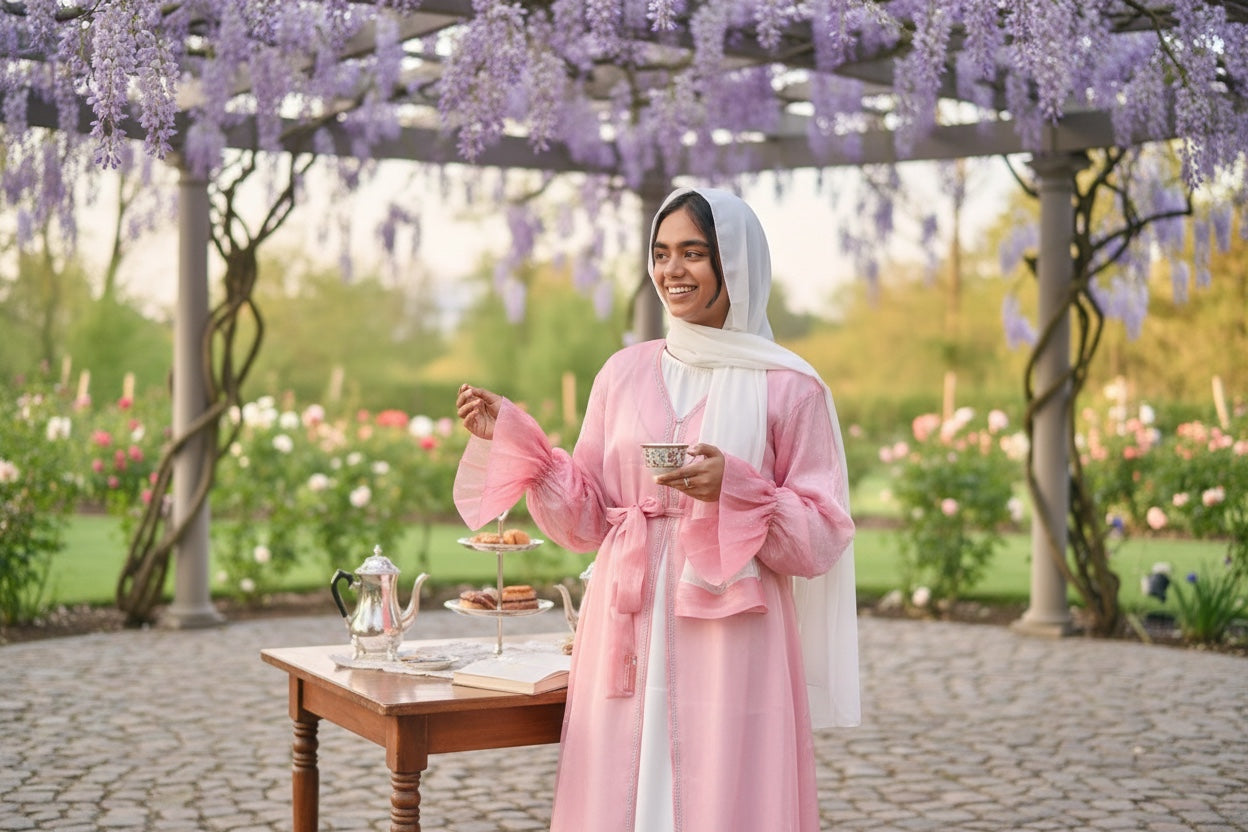 Blush Aura Organza Abaya