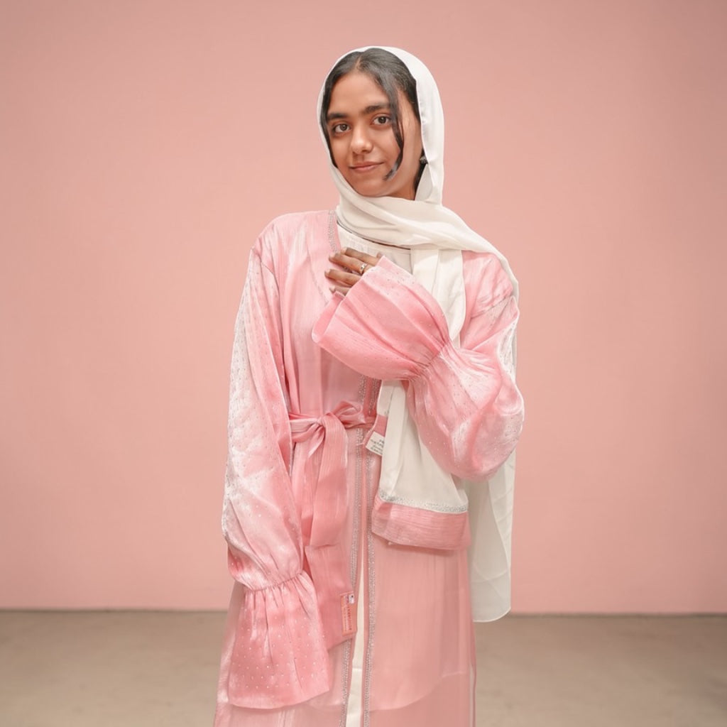 Blush Aura Organza Abaya