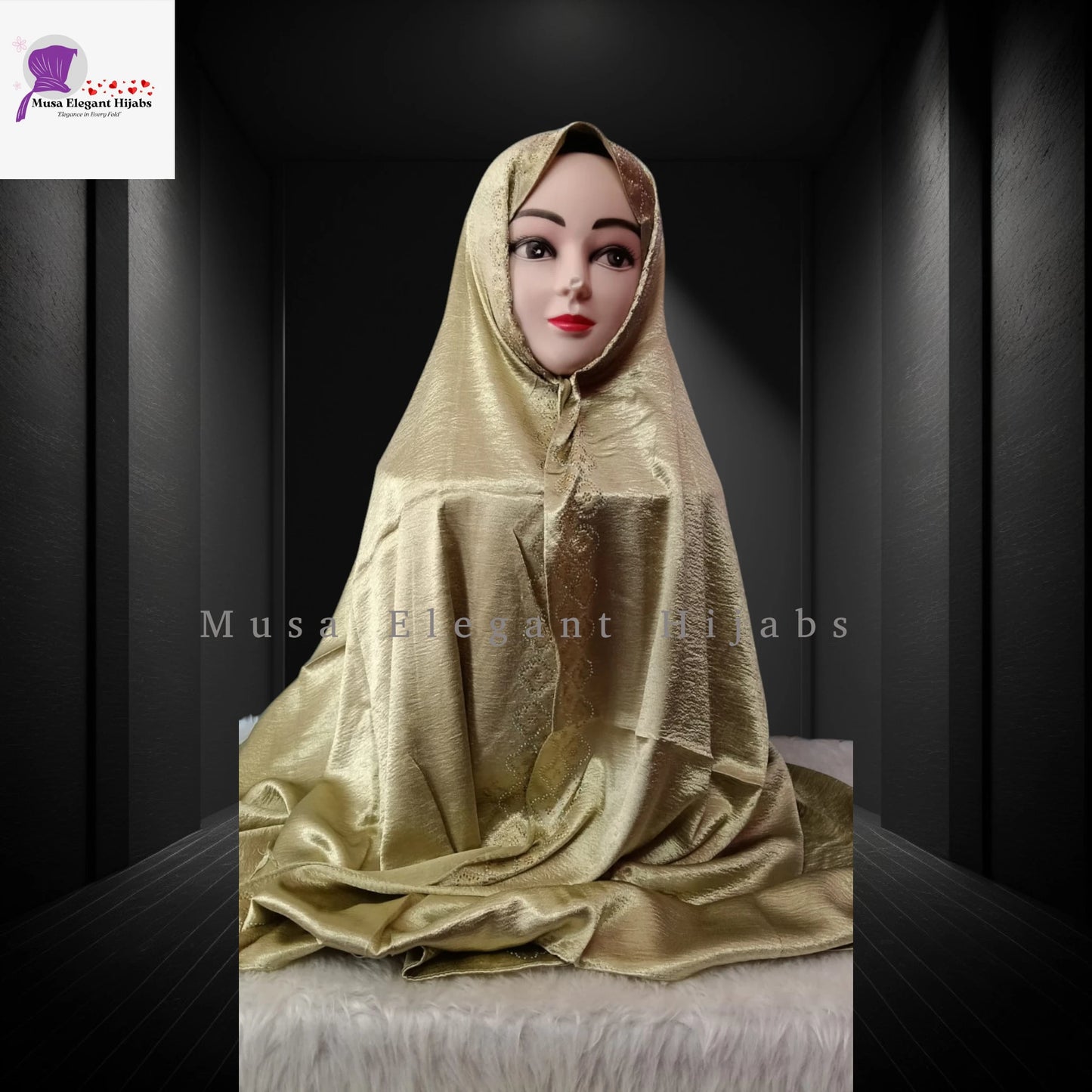 Marble Satin Hijabs - Lush Gold