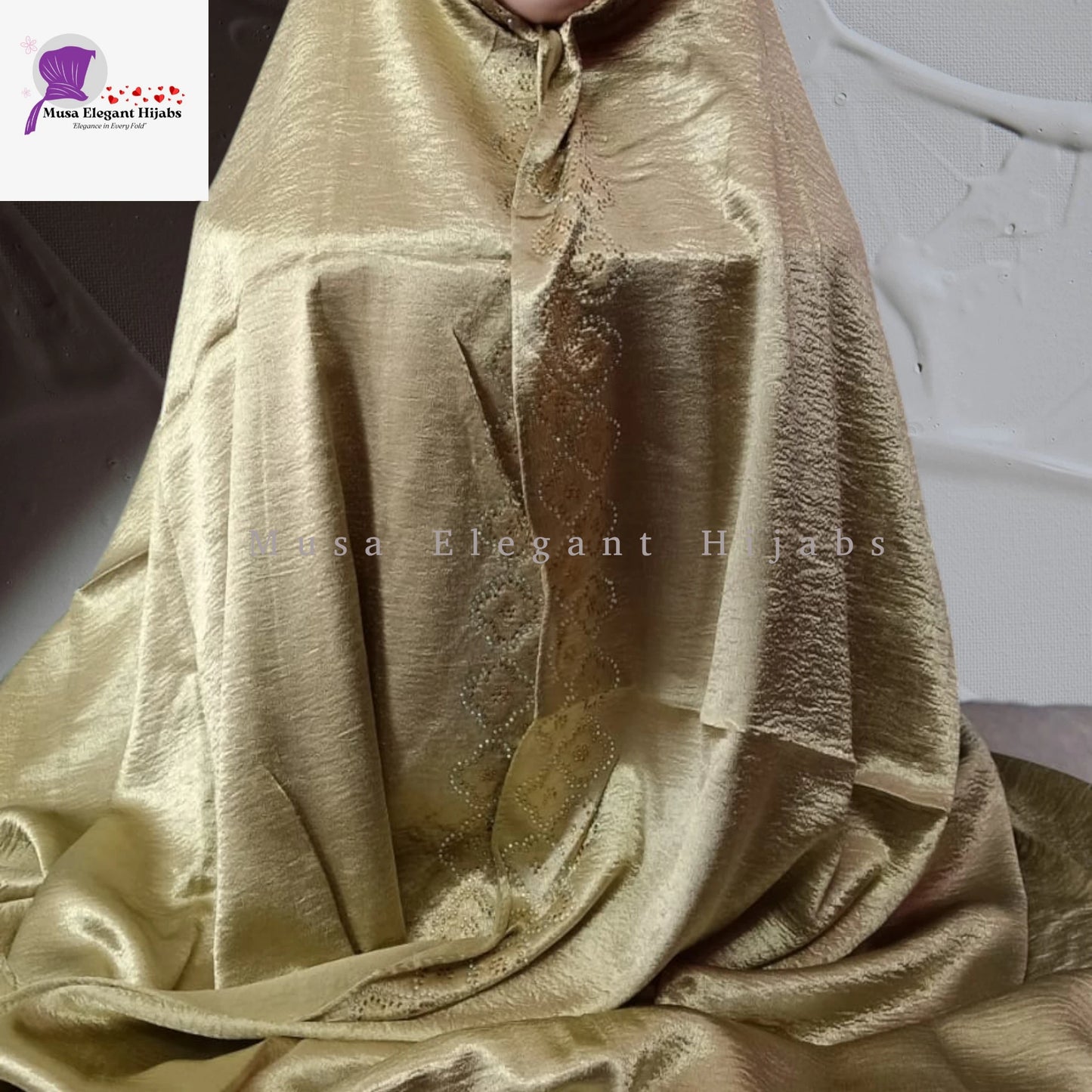 Marble Satin Hijabs - Lush Gold