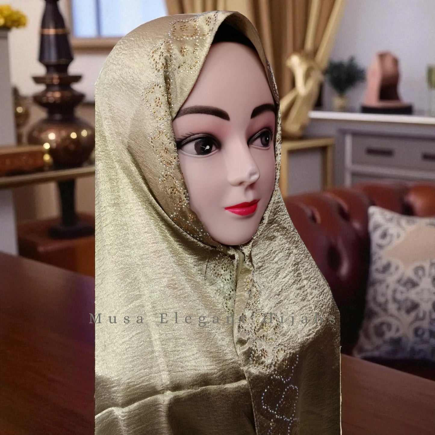 Marble Satin Hijabs - Lush Gold