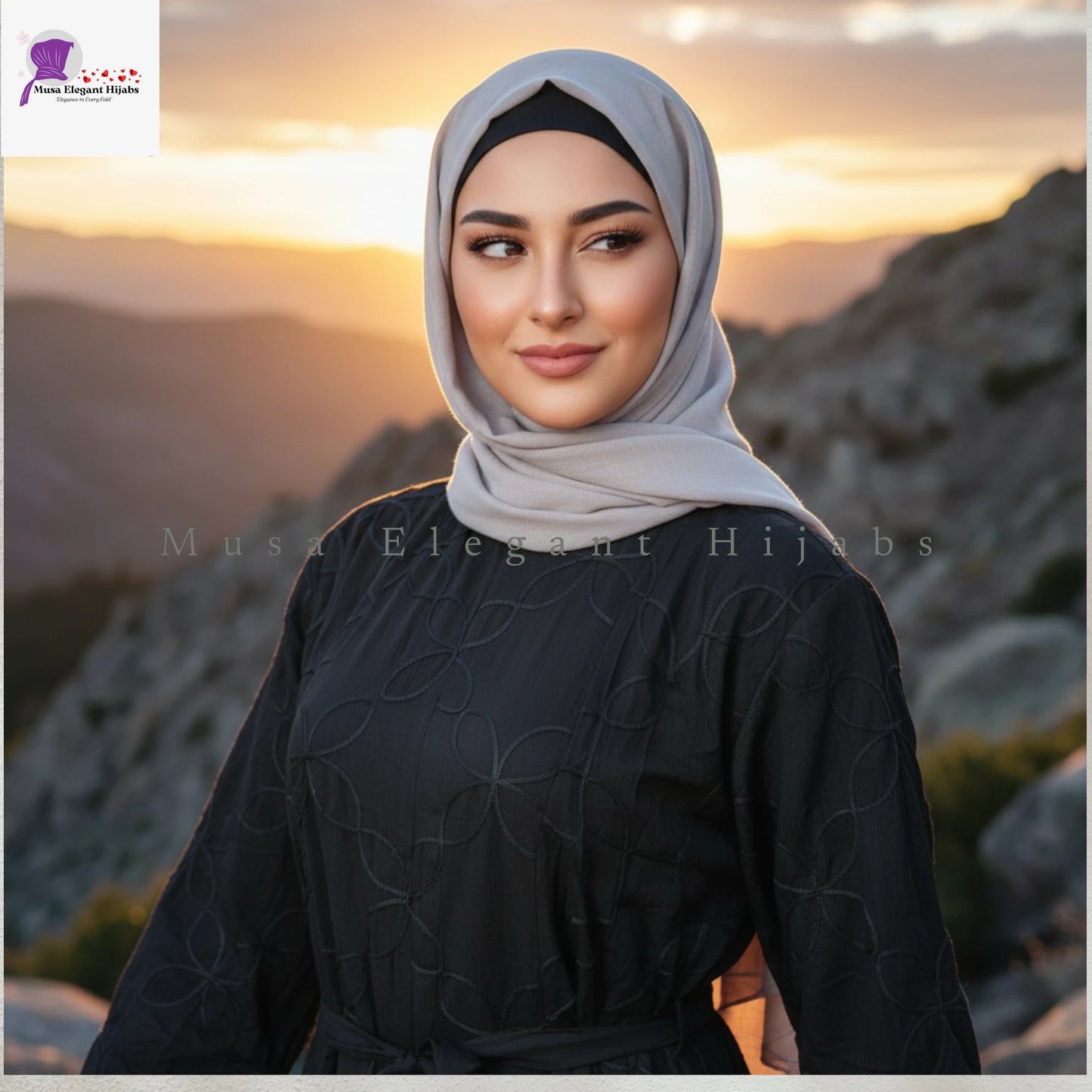 Black Textured Embossed Gown