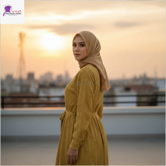 Olive Textured Embossed Gown