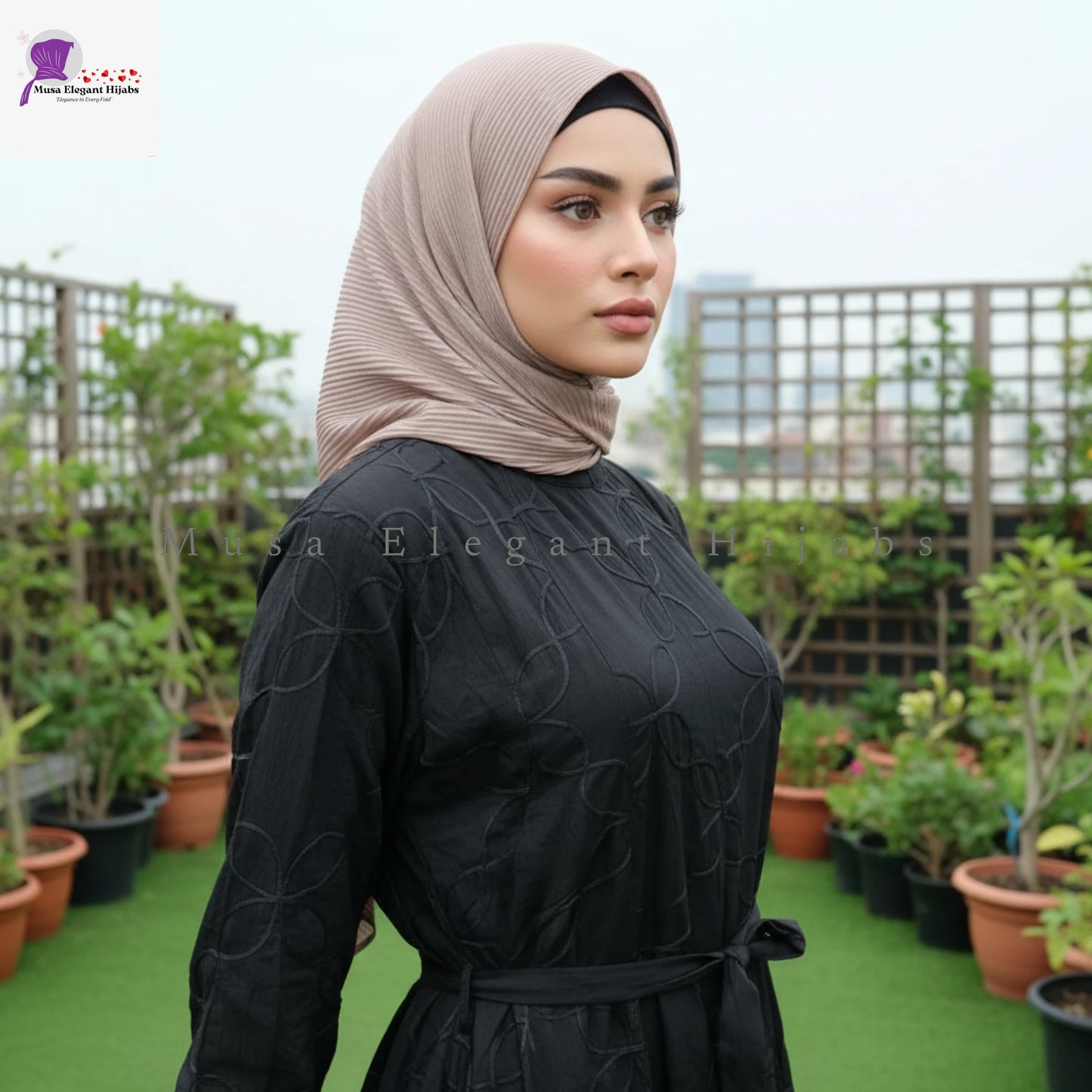 Black Textured Embossed Gown