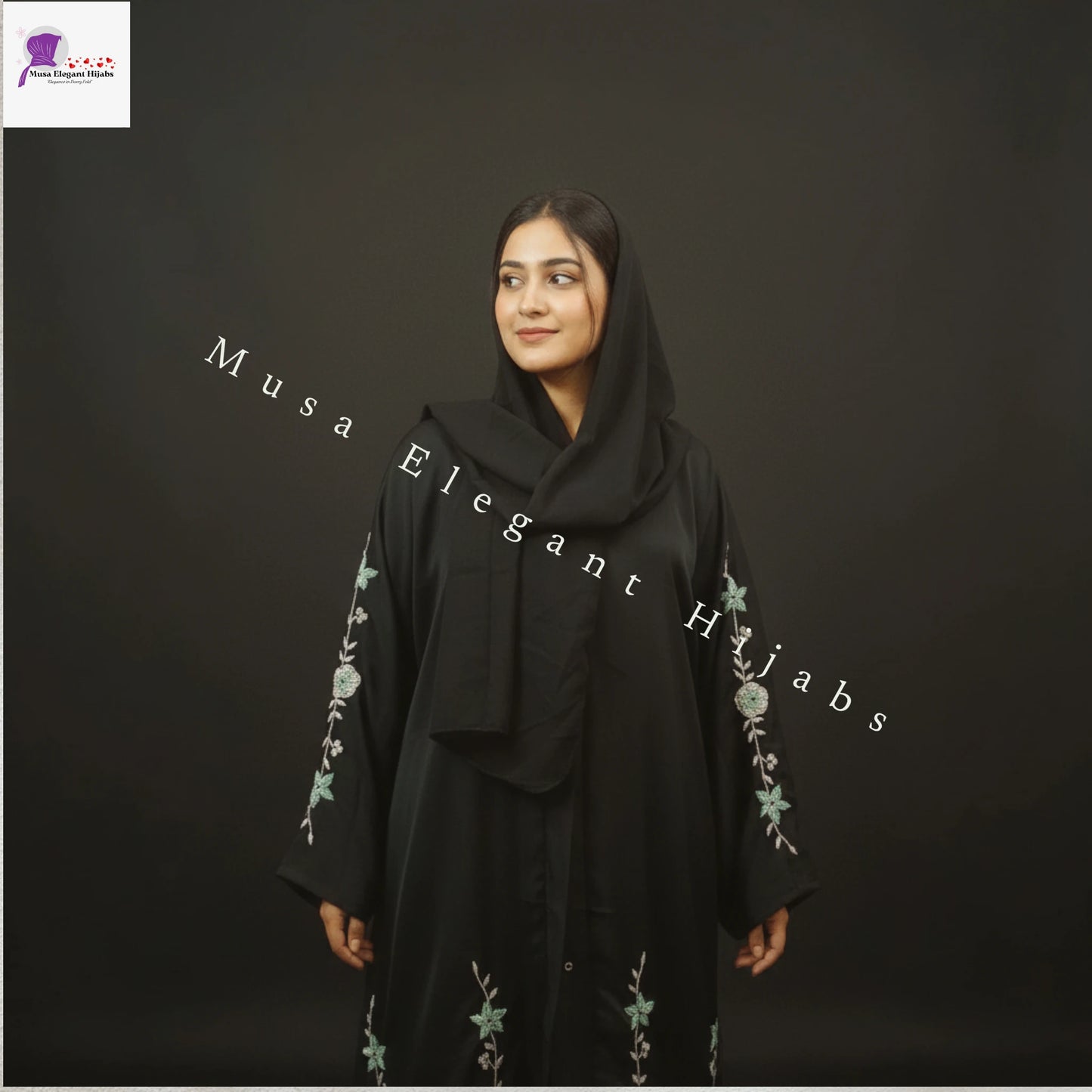 Black Royale Handwork Abaya