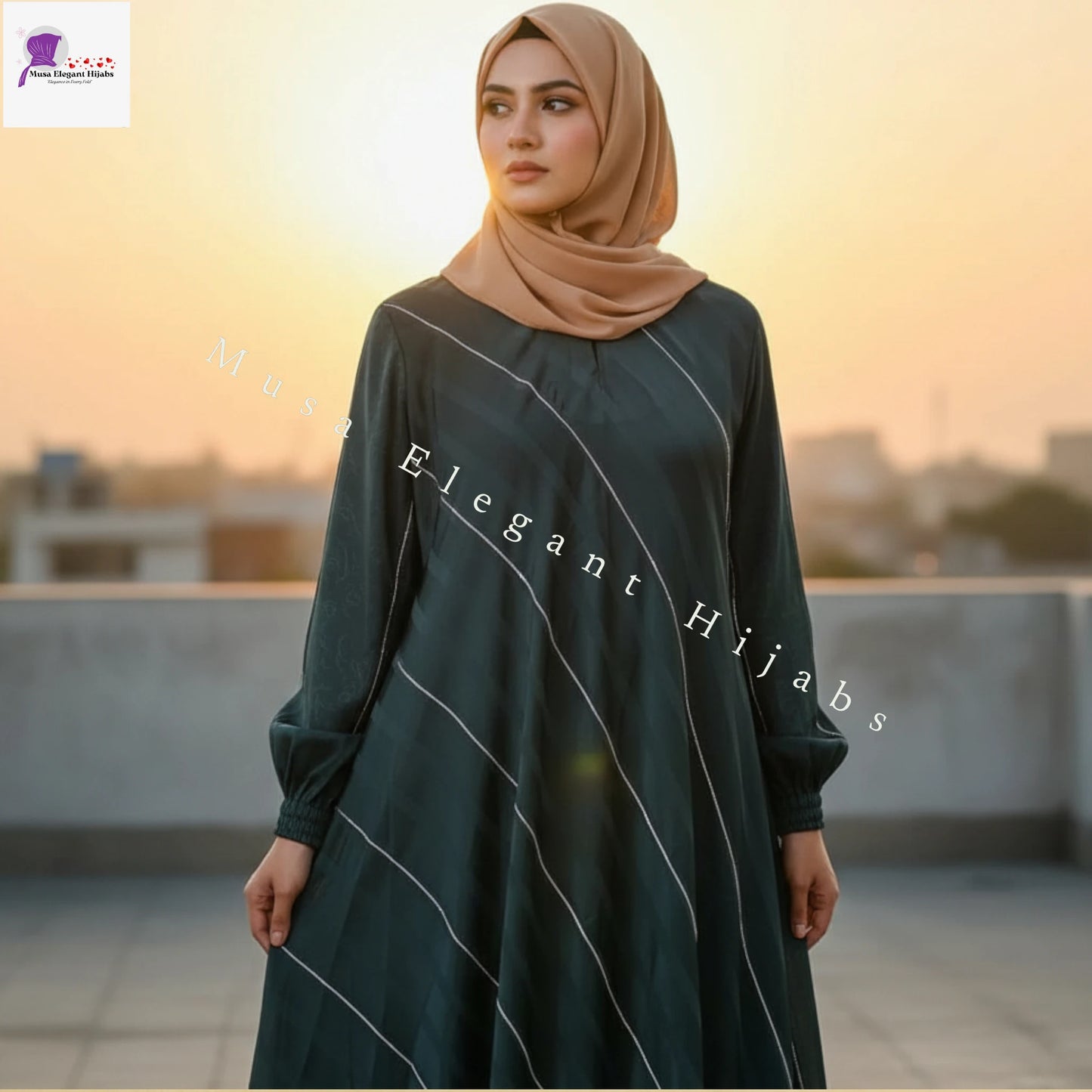 TealGreen Flared Abaya