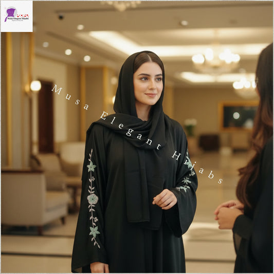 Black Royale Handwork Abaya