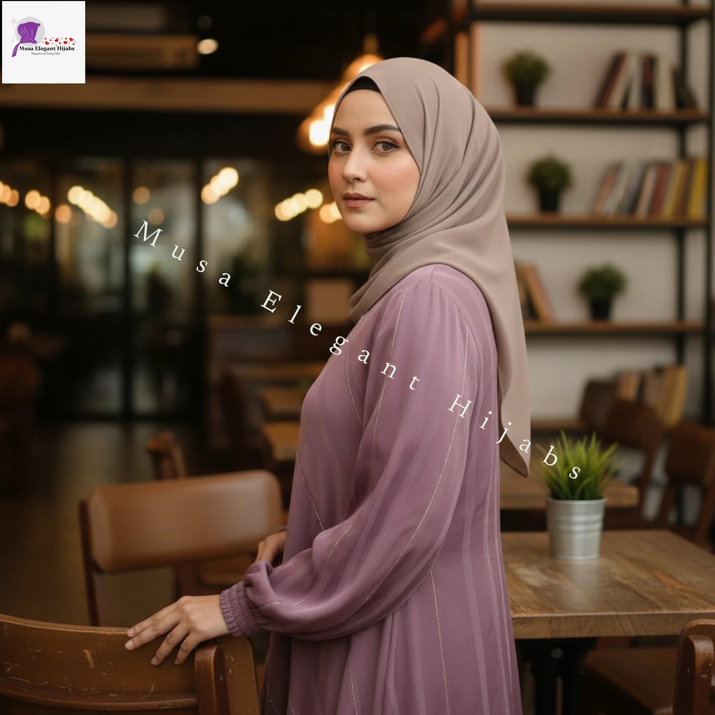 Dusty Mauve Flared Abaya