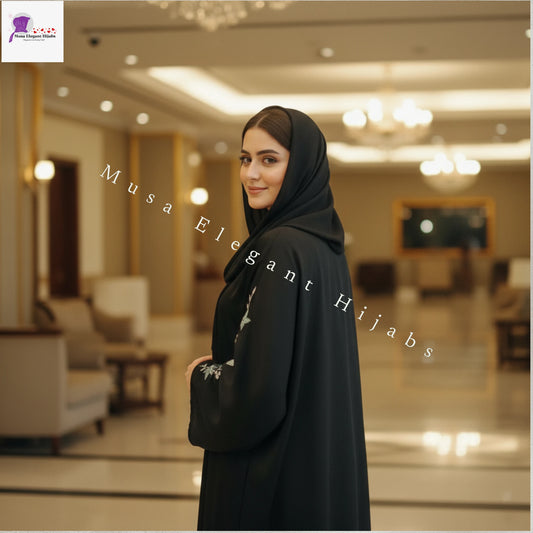 Black Royale Handwork Abaya