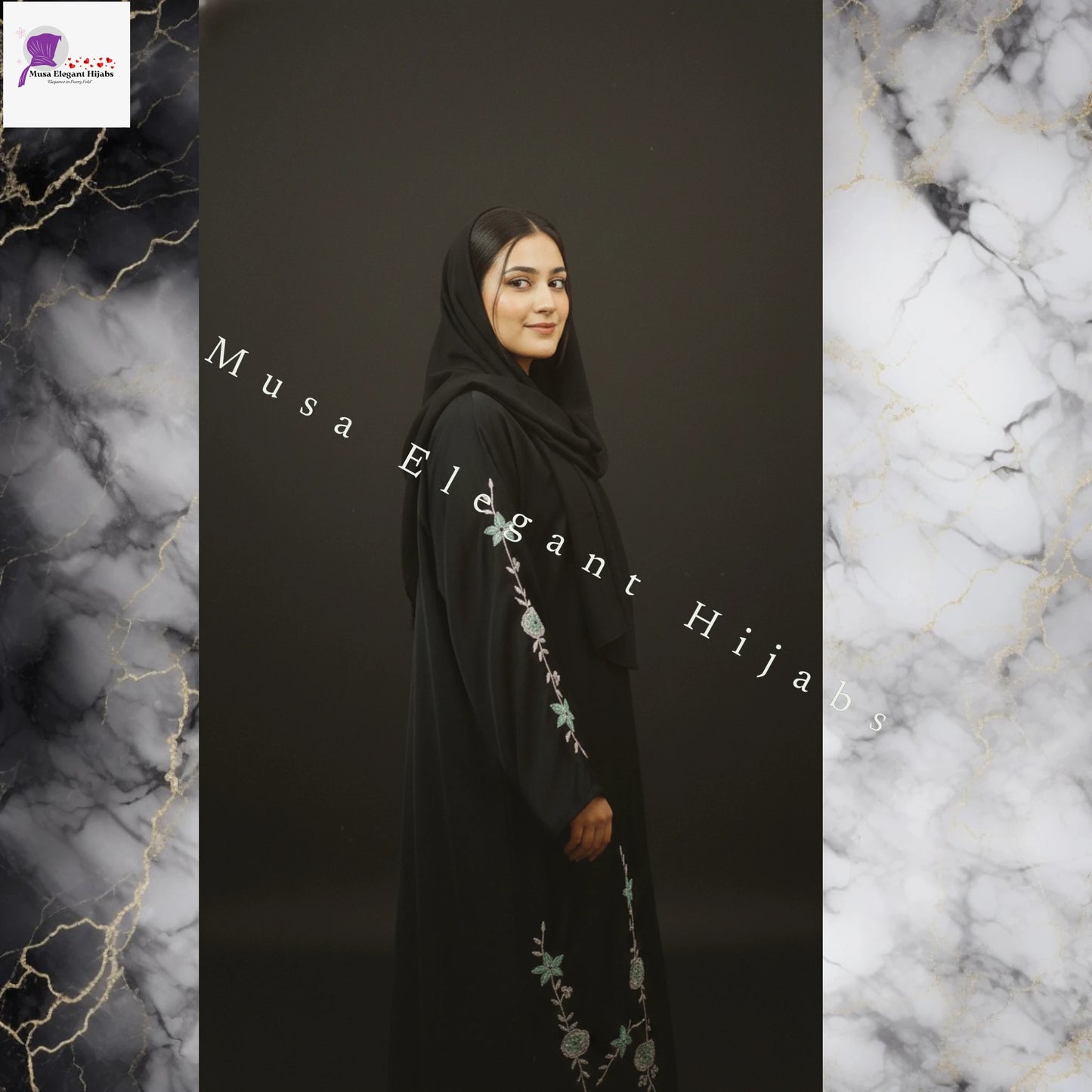 Black Royale Handwork Abaya