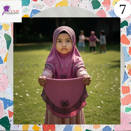 Little Noor Bow Hijabs -  Plum Blush