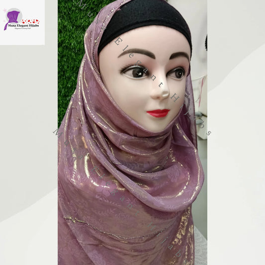 Laila Golden Shimmer Hijabs - Lavender