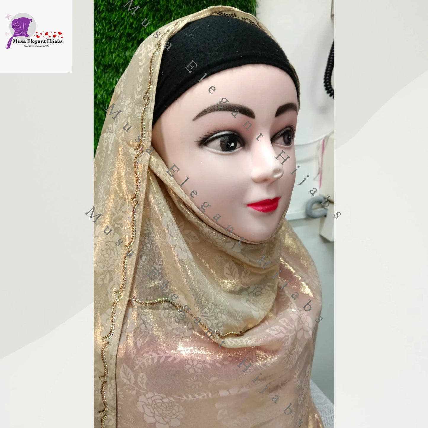 Laila Golden Shimmer Hijabs - Soft Gold Sheen