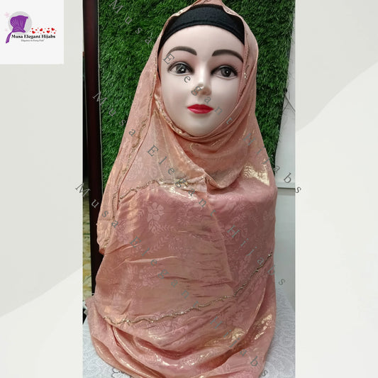 Laila Golden Shimmer Hijabs - Peach
