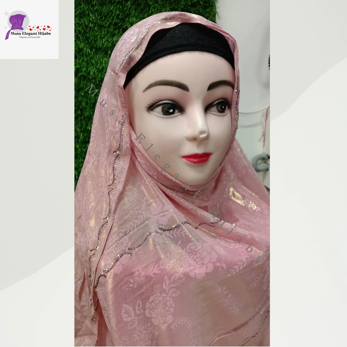 Laila Golden Shimmer Hijabs - Blush Pink