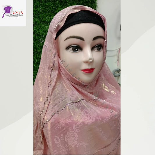 Laila Golden Shimmer Hijabs - Blush Pink