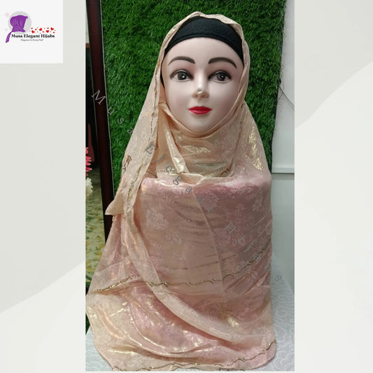 Laila Golden Shimmer Hijabs - Cream Gold