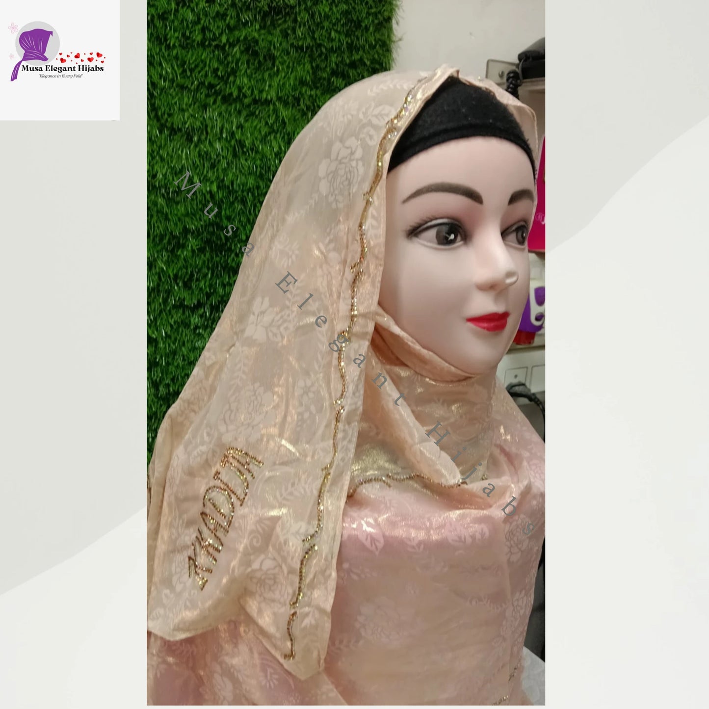 Laila Golden Shimmer Hijabs - Cream Gold