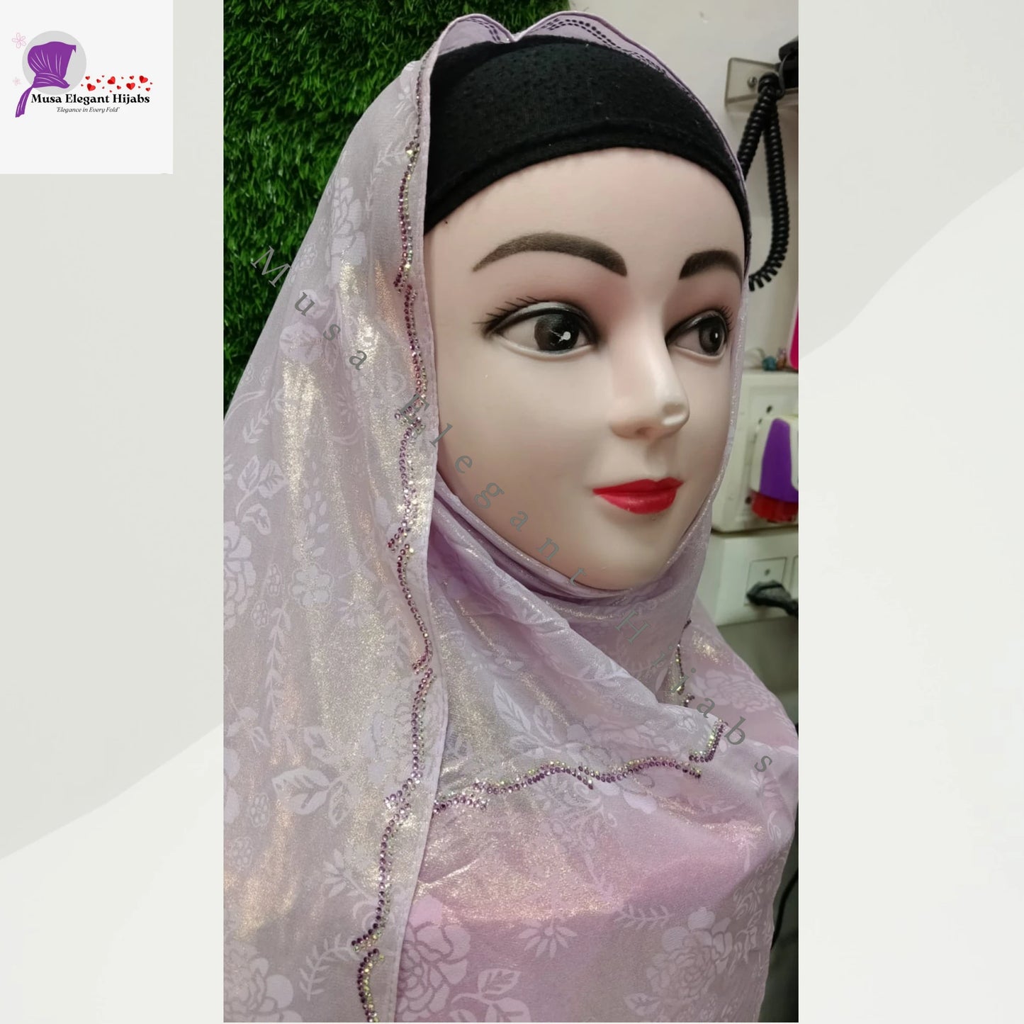 Laila Golden Shimmer Hijabs - Dusty Lilac Pearl