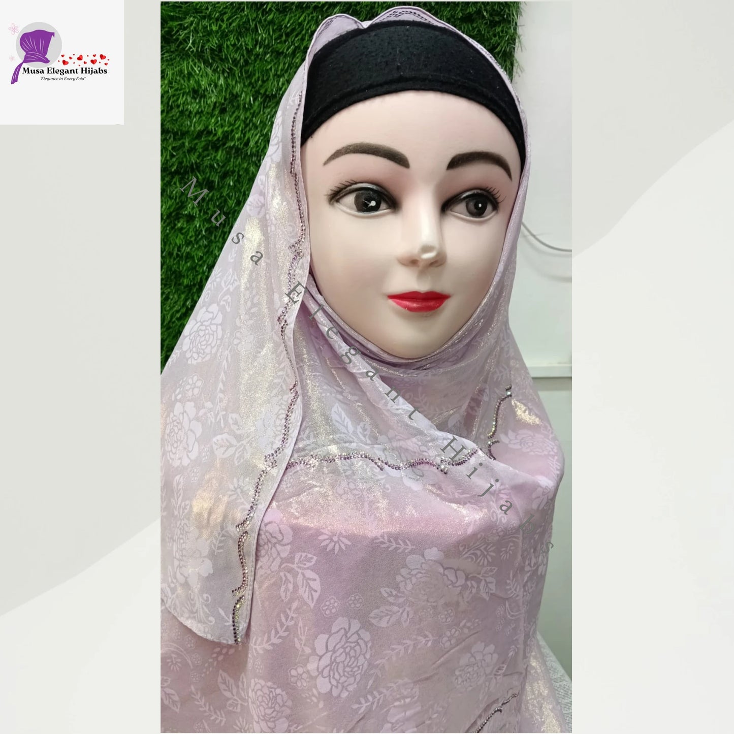 Laila Golden Shimmer Hijabs - Dusty Lilac Pearl