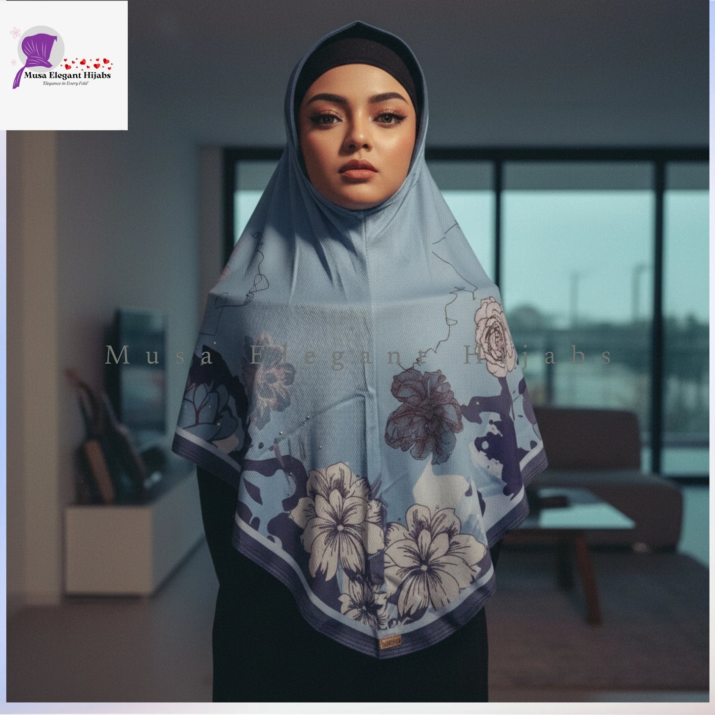 Babyblue  AlFaro Printed Hijabs