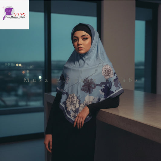 Babyblue  AlFaro Printed Hijabs