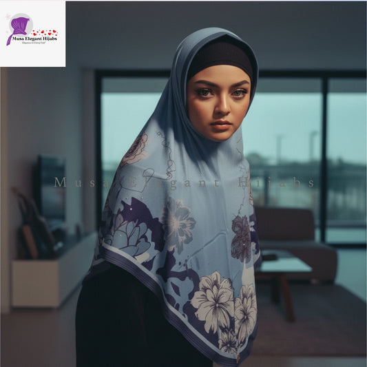 Babyblue  AlFaro Printed Hijabs