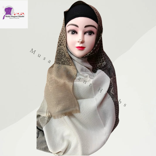 Zareen Silk Hijab - Antique Taupe Gold