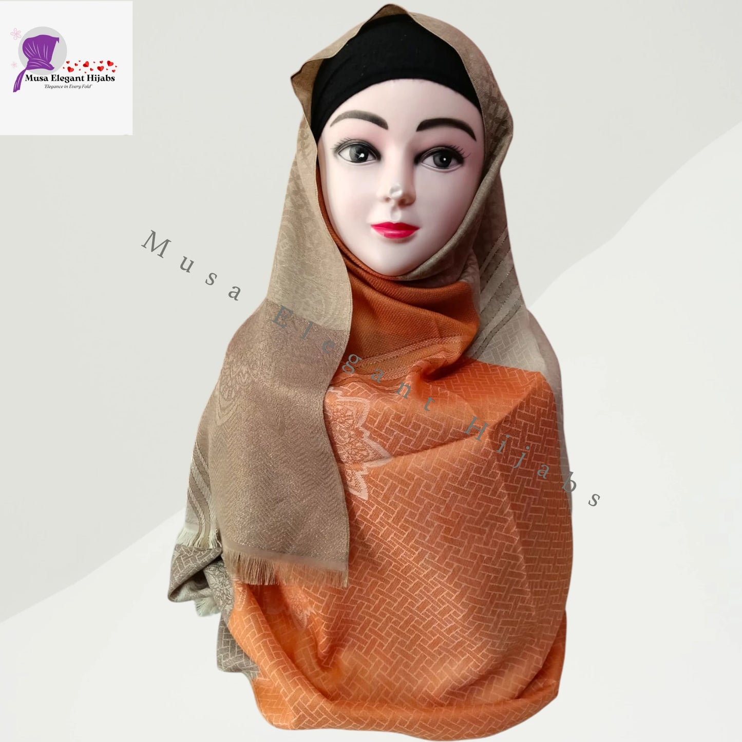 Zareen Silk Hijab - Amber Taupe Silk