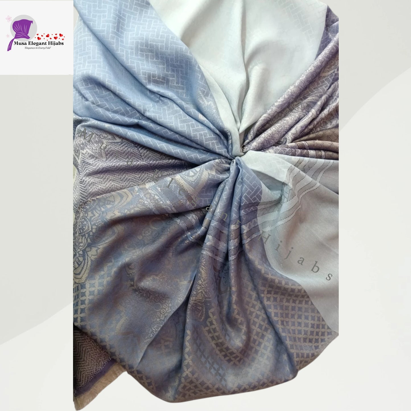Zareen Silk Hijab - Glacier Blue Pearl