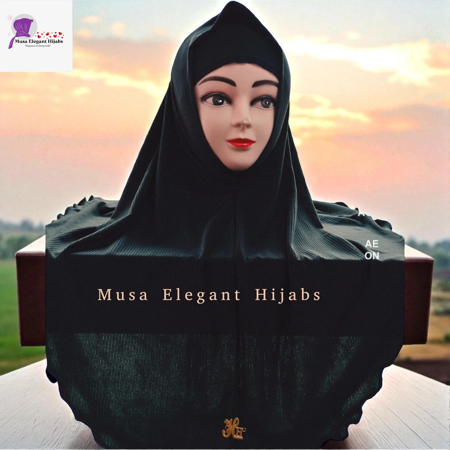 Black Ribbed Hijab